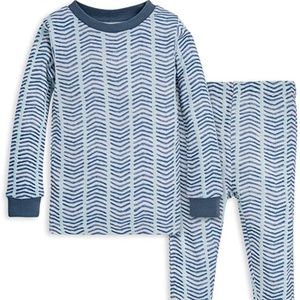 Burt's Bees Baby Blue Watercolor Chevron Organic Cotton Toddler Snug Fit Pajamas